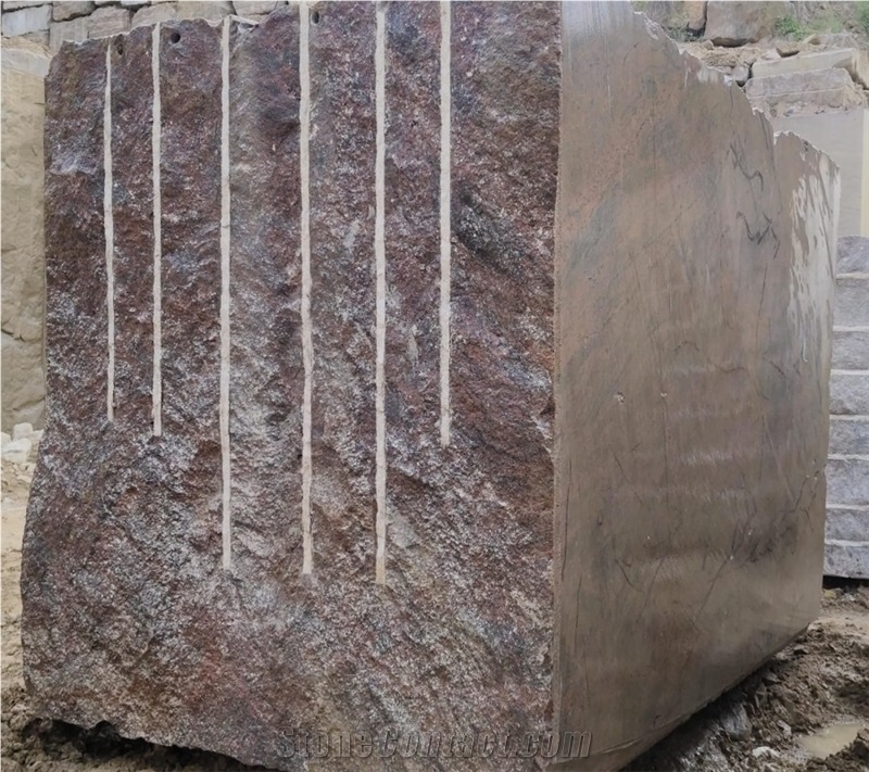 Red Multi Rough Granite Raw Granite Block