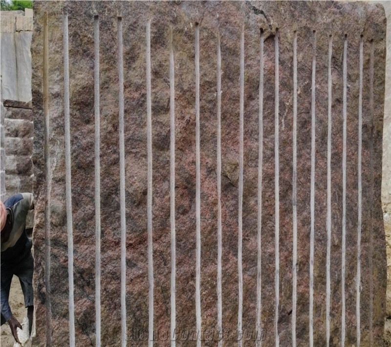 Red Multi Rough Granite Raw Granite Block