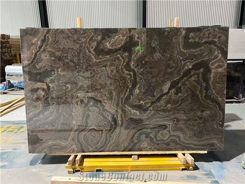 Cross Cut Obama Wood Vein Tobacco Brown Marble Slabs