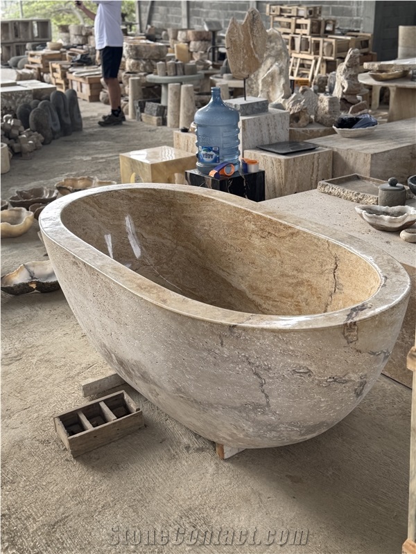 Free Standing Travertine Bathtub