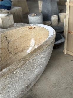 Free Standing Travertine Bathtub