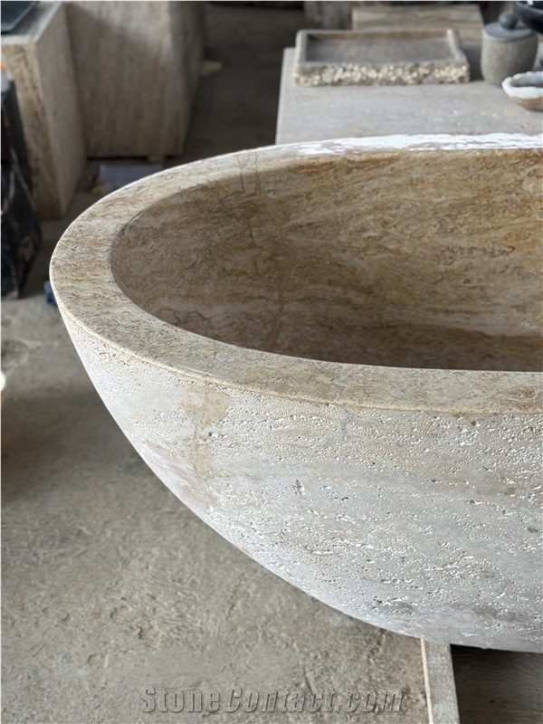 Free Standing Travertine Bathtub
