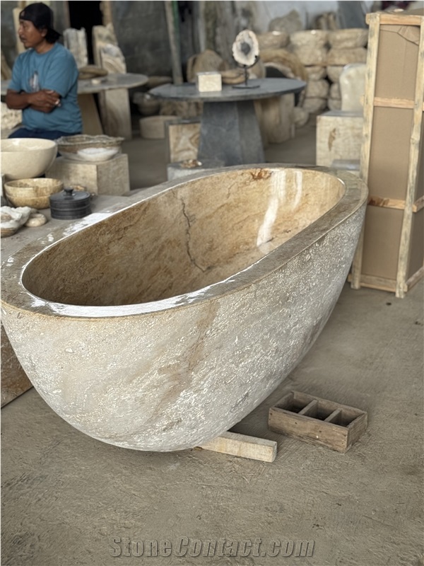 Free Standing Travertine Bathtub
