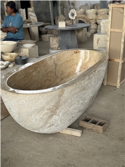 Free Standing Travertine Bathtub