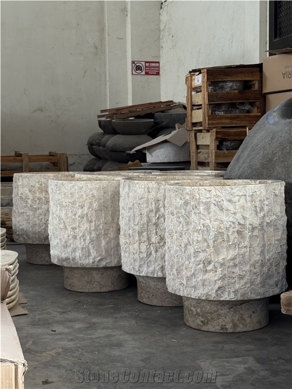 Marble Stripe Carved Planter Pots