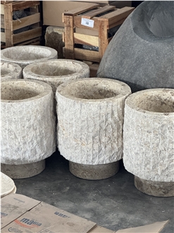 Marble Stripe Carved Planter Pots