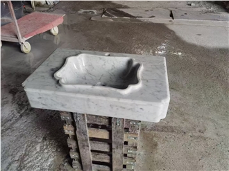 Calacatta White Marble Prefab Vanity Tops With Double Sinks