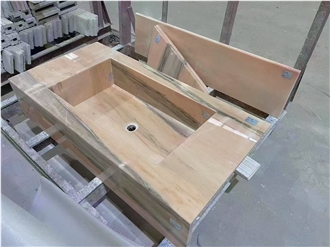 Calacatta White Marble Prefab Vanity Tops With Double Sinks