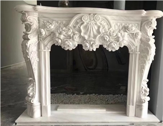 Carved Calacatta Viola Marble Fireplace Mantel For Indoor