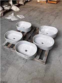 China Calacatta Viola Marble Oval Design Wash Basins