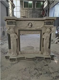 Crema Marfil Marble Fireplace Mantel For Home