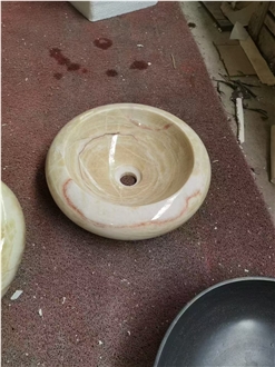 Light Honey Onyx Round Wash Basin