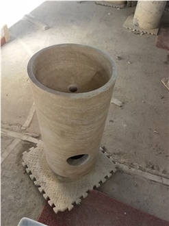 Travertino Romano Beige Travertine Pedestal Round Sink