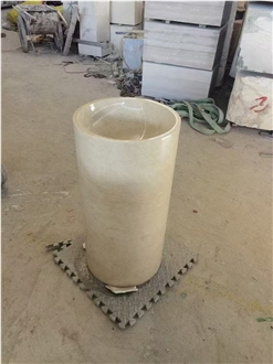Travertino Romano Beige Travertine Pedestal Round Sink