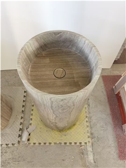 Travertino Romano Beige Travertine Pedestal Round Sink