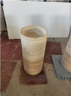 Travertino Romano Beige Travertine Pedestal Round Sink