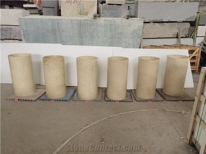 Travertino Romano Beige Travertine Pedestal Round Sink
