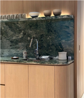 Customized Dark Green Marble Kitchen Countertop
