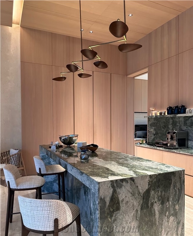 Customized Dark Green Marble Kitchen Countertop