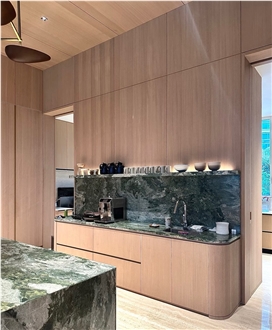 Customized Dark Green Marble Kitchen Countertop