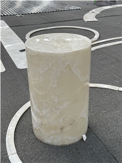 Hollow Pure White Onyx Co Porch Column