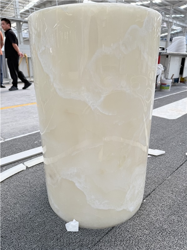 Hollow Pure White Onyx Co Porch Column