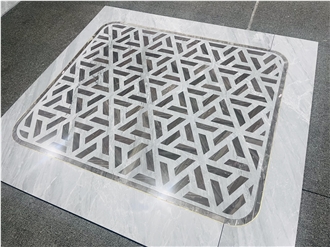 Marble Inlay Medallion Hotel Flooring Hallway