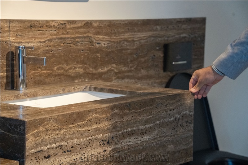 Titanium Travertine  Bathroom Countertop