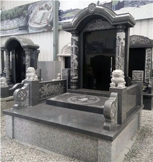 Black Granite Japanese Style Tombstone