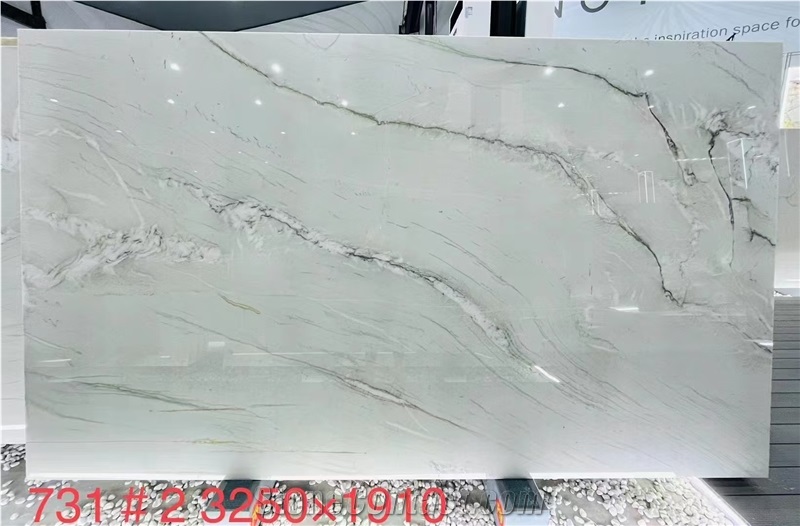 Brazil Cristal Bay Quartzite Slab Snowflake White Tiles