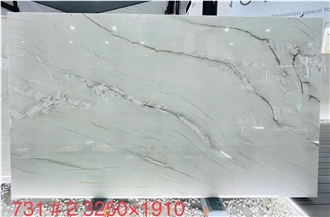 Brazil Cristal Bay Quartzite Slab Snowflake White Tiles