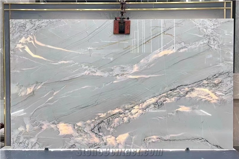 Brazil Cristal Bay Quartzite Slab Snowflake White Tiles