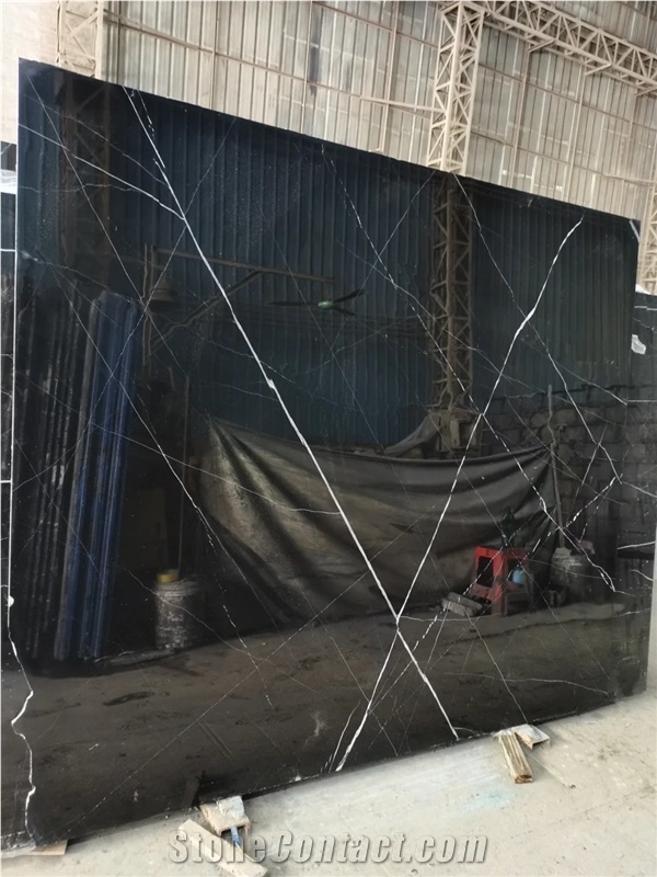 China Black Marquina Marble Slab Tiles