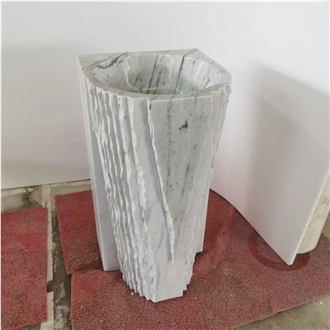Factory Price White Marble Pedestal Wash Basins