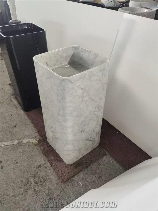 Factory Price White Marble Pedestal Wash Basins
