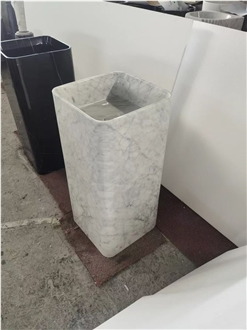Factory Price White Marble Pedestal Wash Basins