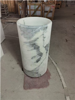 Factory Price White Marble Pedestal Wash Basins