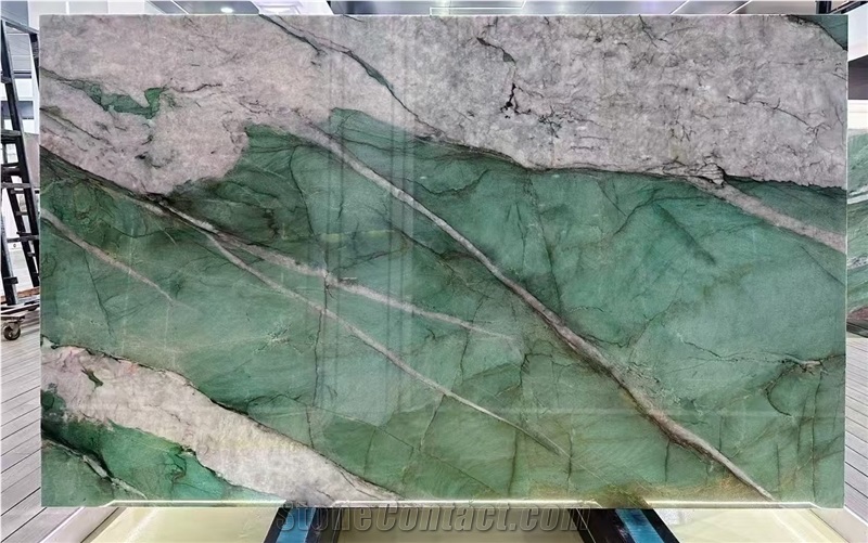 Fuchsite Crystal Quartzite Slabs For High-End Decoration