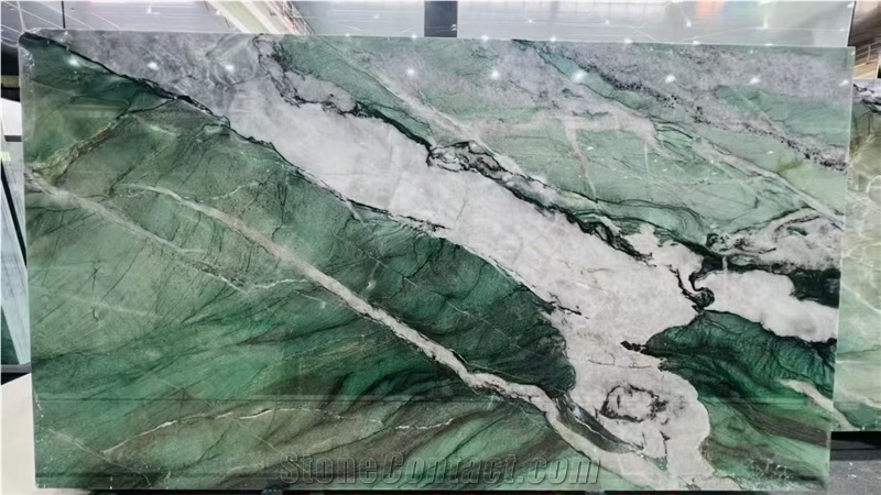 Fuchsite Crystal Quartzite Slabs For High-End Decoration