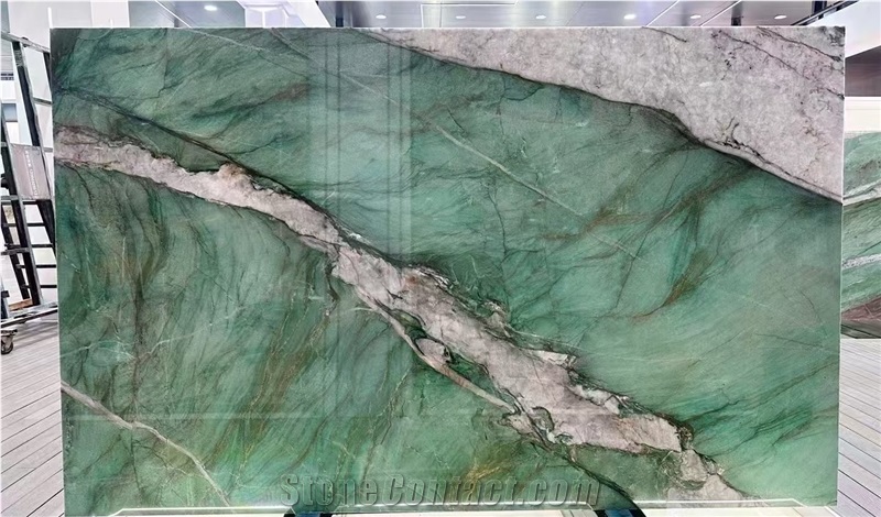 Fuchsite Crystal Quartzite Slabs For High-End Decoration
