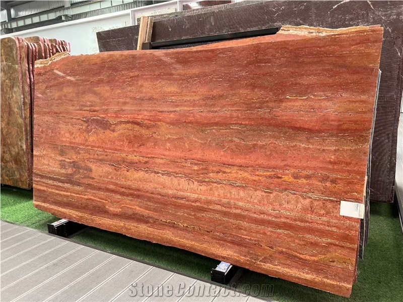 Iran Red Travertine Slabs For Interior Home Design
