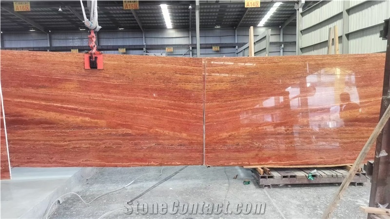 Iran Red Travertine Slabs For Interior Home Design
