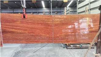 Iran Red Travertine Slabs For Interior Home Design