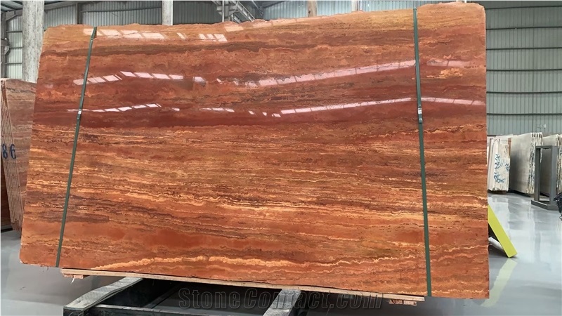 Iran Red Travertine Slabs For Interior Home Design