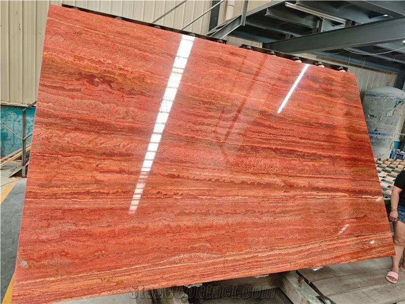Iran Red Travertine Slabs For Interior Home Design