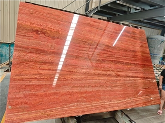 Iran Red Travertine Slabs For Interior Home Design