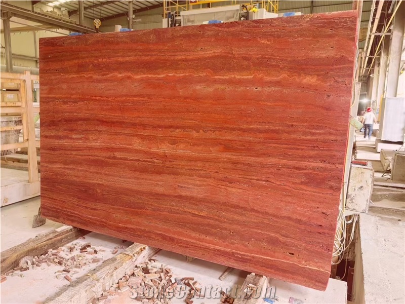 Iran Red Travertine Slabs For Interior Home Design