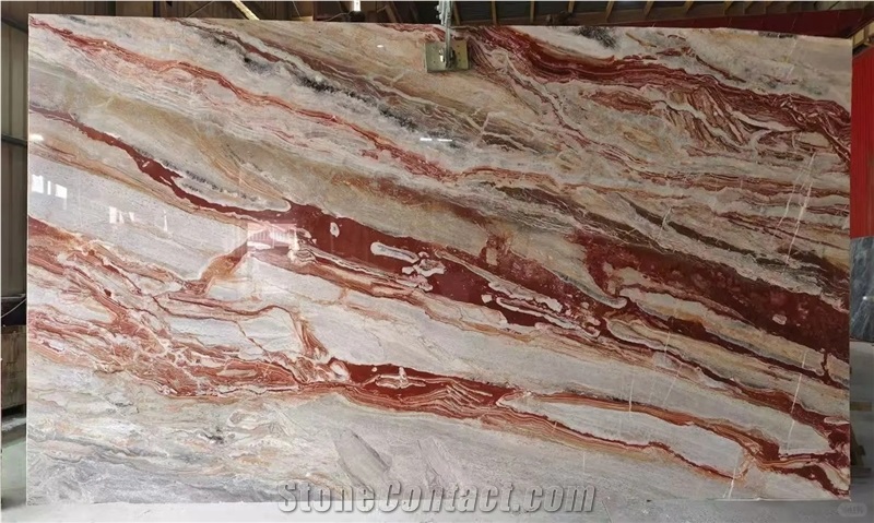 Monica Red Marble Slabs - Arabescato Orobico Rosso Marble