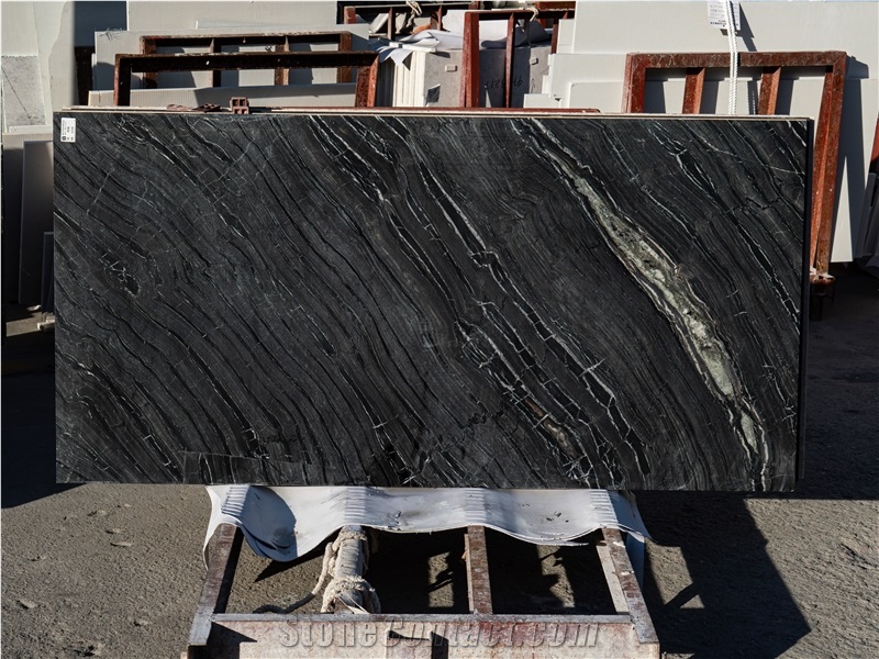 BST011 Black Wooden Marble Slabs