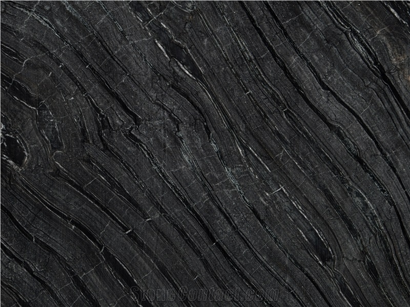 BST011 Black Wooden Marble Slabs